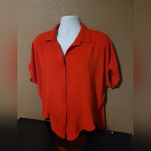 Women's Red Button-Up Top
